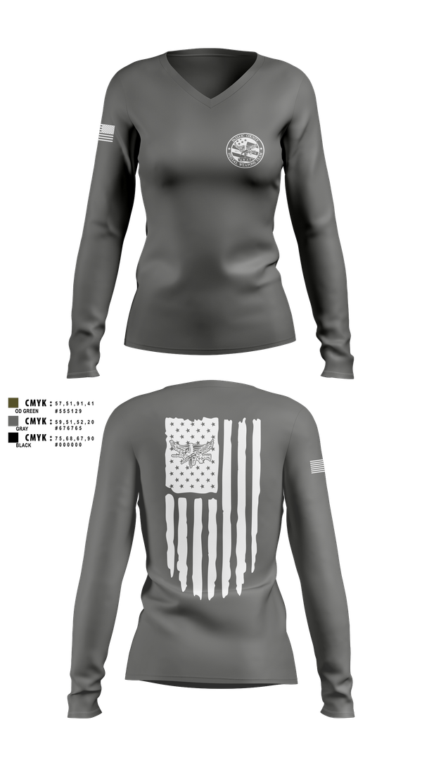 Womens Long Sleeve Vneck Shirt, PCSO Black Knights, , Teamtime, Team time, sublimation, custom sports apparel, team uniforms, spirit wear, spiritwear, sports uniforms, custom shirts, team store, custom team store, fundraiser sports, apparel fundraiser