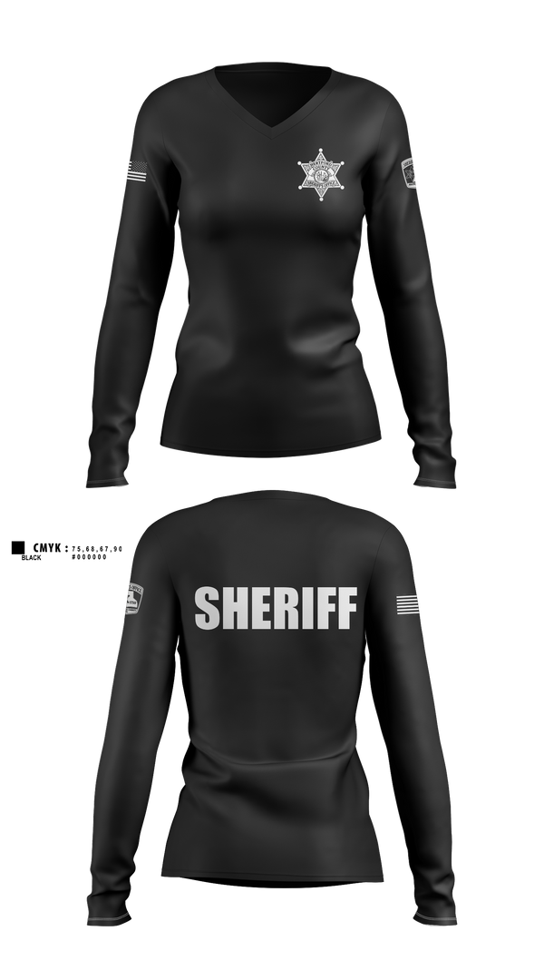 Womens Long Sleeve Vneck Shirt, Hertford County Sheriff’s Office, Police, Teamtime, Team time, sublimation, custom sports apparel, team uniforms, spirit wear, spiritwear, sports uniforms, custom shirts, team store, custom team store, fundraiser sports, apparel fundraiser