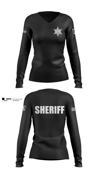 Womens Long Sleeve Vneck Shirt, Hertford County Sheriff’s Office, Police, Teamtime, Team time, sublimation, custom sports apparel, team uniforms, spirit wear, spiritwear, sports uniforms, custom shirts, team store, custom team store, fundraiser sports, apparel fundraiser