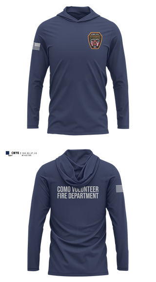 Long Sleeve Performance Shirt with hood, Como Volunteer Fire Department, Fire Department, Teamtime, Team time, sublimation, custom sports apparel, team uniforms, spirit wear, spiritwear, sports uniforms, custom shirts, team store, custom team store, fundraiser sports, apparel fundraiser