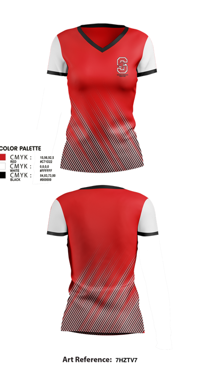 Saranac RedHawks (Saranac Wrestling Club) Women's Short Sleeve V-neck Shirt - 1