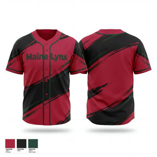 Full Button Baseball Jersey, Maine Lynx, Baseball, Teamtime, Team time, sublimation, custom sports apparel, team uniforms, spirit wear, spiritwear, sports uniforms, custom shirts, team store, custom team store, fundraiser sports, apparel fundraiser