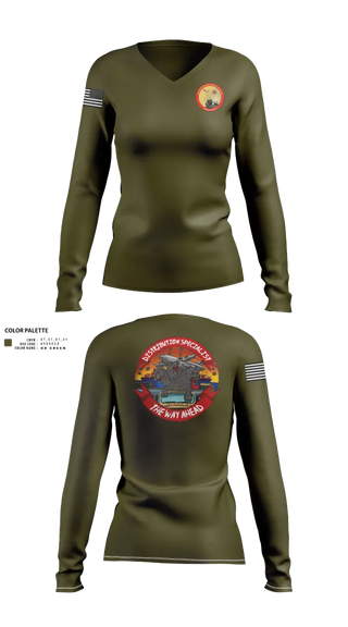 Womens Long Sleeve Vneck Shirt, Headquarters And Service Battalion Henderson Hall, , Teamtime, Team time, sublimation, custom sports apparel, team uniforms, spirit wear, spiritwear, sports uniforms, custom shirts, team store, custom team store, fundraiser sports, apparel fundraiser