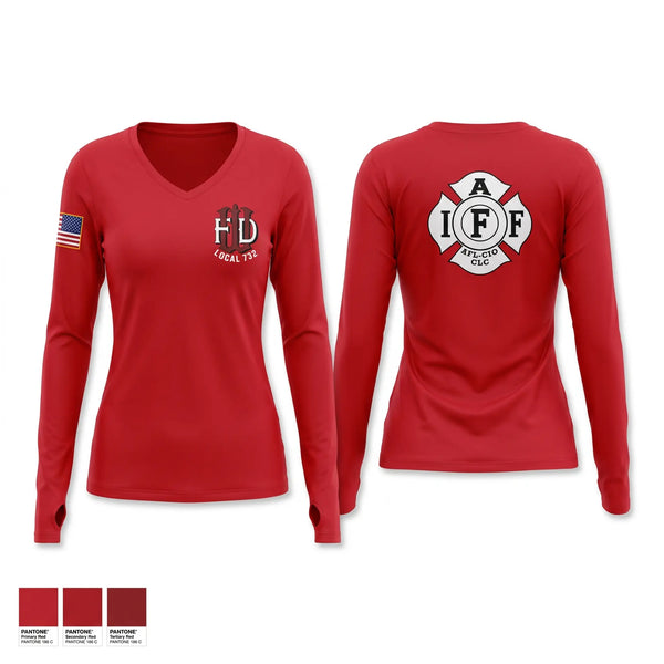 Womens Long Sleeve Vneck Shirt, Woonsocket, Fire Department, Teamtime, Team time, sublimation, custom sports apparel, team uniforms, spirit wear, spiritwear, sports uniforms, custom shirts, team store, custom team store, fundraiser sports, apparel fundraiser