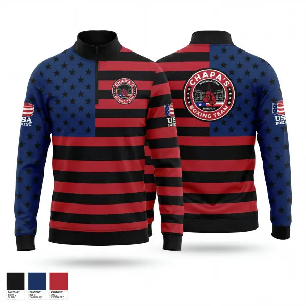 Quarter Zip Jacket, Chapa’s Boxing Team, , Teamtime, Team time, sublimation, custom sports apparel, team uniforms, spirit wear, spiritwear, sports uniforms, custom shirts, team store, custom team store, fundraiser sports, apparel fundraiser