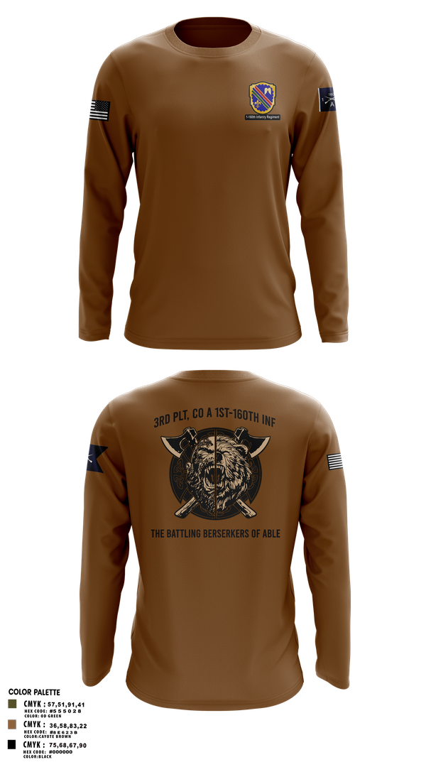 Long Sleeve Performance Shirt, Co A, 1st-160th INF, 79th IBCT, , Teamtime, Team time, sublimation, custom sports apparel, team uniforms, spirit wear, spiritwear, sports uniforms, custom shirts, team store, custom team store, fundraiser sports, apparel fundraiser