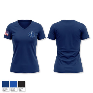 Womens Short Sleeve Vneck Shirt, Sharon Ambulance, EMS/EMT, Teamtime, Team time, sublimation, custom sports apparel, team uniforms, spirit wear, spiritwear, sports uniforms, custom shirts, team store, custom team store, fundraiser sports, apparel fundraiser