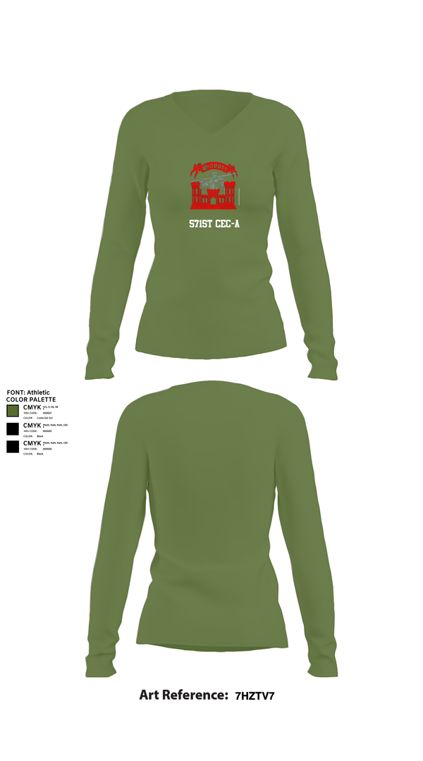 Womens Long Sleeve Vneck Shirt, 571st CEC-A, , Teamtime, Team time, sublimation, custom sports apparel, team uniforms, spirit wear, spiritwear, sports uniforms, custom shirts, team store, custom team store, fundraiser sports, apparel fundraiser
