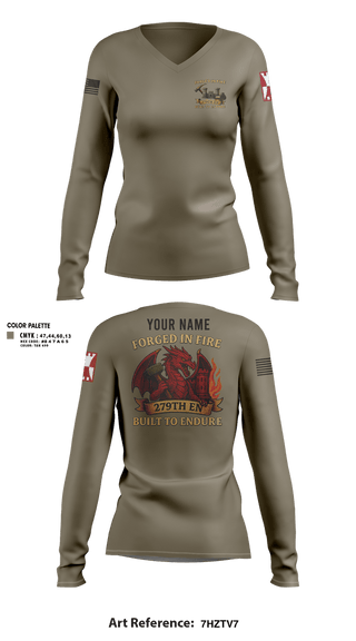 Womens Long Sleeve Vneck Shirt, 279TH Engineer Detachment, Army, Teamtime, Team time, sublimation, custom sports apparel, team uniforms, spirit wear, spiritwear, sports uniforms, custom shirts, team store, custom team store, fundraiser sports, apparel fundraiser