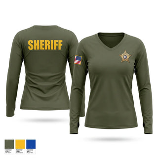 Womens Long Sleeve Vneck Shirt, Orange County Sheriff’s Office, Police, Teamtime, Team time, sublimation, custom sports apparel, team uniforms, spirit wear, spiritwear, sports uniforms, custom shirts, team store, custom team store, fundraiser sports, apparel fundraiser