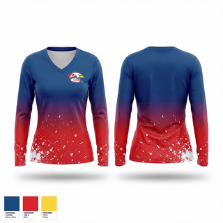 Womens Long Sleeve Vneck Shirt, Parma Flyers, Ice Hockey, Teamtime, Team time, sublimation, custom sports apparel, team uniforms, spirit wear, spiritwear, sports uniforms, custom shirts, team store, custom team store, fundraiser sports, apparel fundraiser