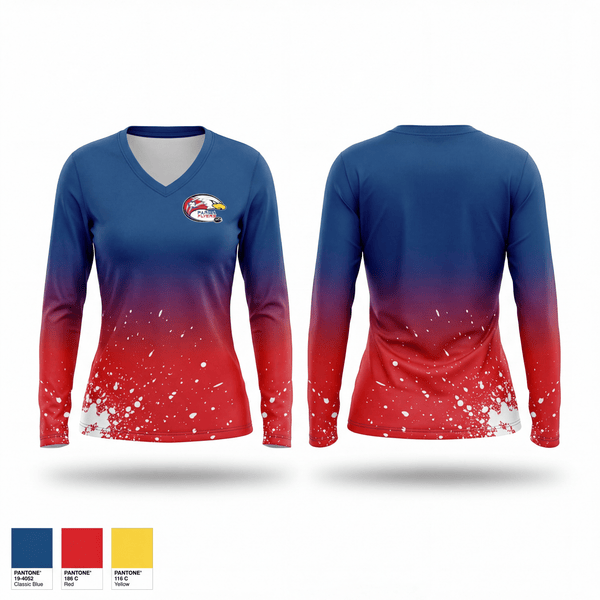 Womens Long Sleeve Vneck Shirt, Parma Flyers, Ice Hockey, Teamtime, Team time, sublimation, custom sports apparel, team uniforms, spirit wear, spiritwear, sports uniforms, custom shirts, team store, custom team store, fundraiser sports, apparel fundraiser