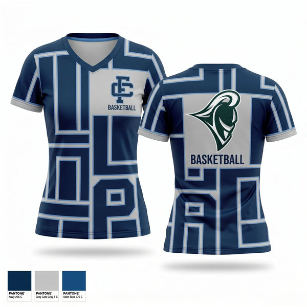 Womens Short Sleeve Vneck Shirt, Fellowship Christian School, Men's Basketball, Teamtime, Team time, sublimation, custom sports apparel, team uniforms, spirit wear, spiritwear, sports uniforms, custom shirts, team store, custom team store, fundraiser sports, apparel fundraiser