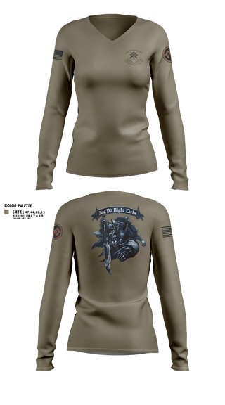 Womens Long Sleeve Vneck Shirt, C Co 1-182 2nd PLT, Army, Teamtime, Team time, sublimation, custom sports apparel, team uniforms, spirit wear, spiritwear, sports uniforms, custom shirts, team store, custom team store, fundraiser sports, apparel fundraiser