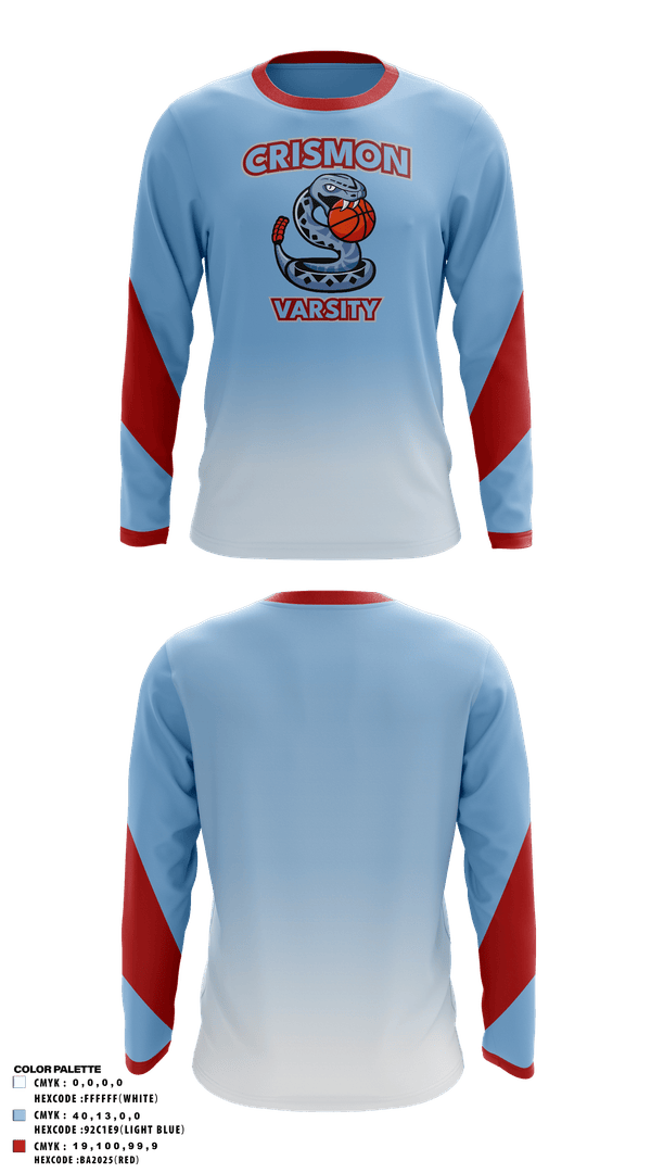 Long Sleeve Performance Shirt, Crismon Rattlers, Women's Basketball, Teamtime, Team time, sublimation, custom sports apparel, team uniforms, spirit wear, spiritwear, sports uniforms, custom shirts, team store, custom team store, fundraiser sports, apparel fundraiser