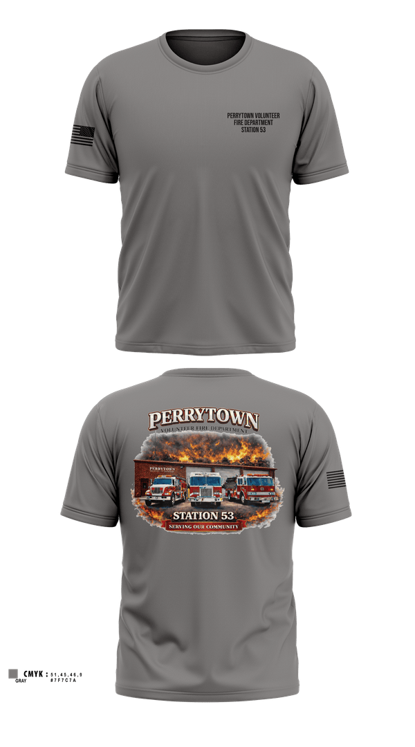 Old School Cotton Feel Shirt, Perrytown Volunteer Fire Department, Fire Department, Teamtime, Team time, sublimation, custom sports apparel, team uniforms, spirit wear, spiritwear, sports uniforms, custom shirts, team store, custom team store, fundraiser sports, apparel fundraiser