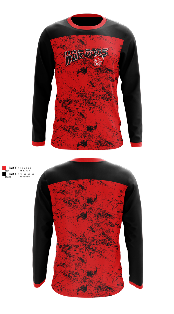 Long Sleeve Performance Shirt, War Dogs Travel Flag Football, Men's Basketball, Teamtime, Team time, sublimation, custom sports apparel, team uniforms, spirit wear, spiritwear, sports uniforms, custom shirts, team store, custom team store, fundraiser sports, apparel fundraiser