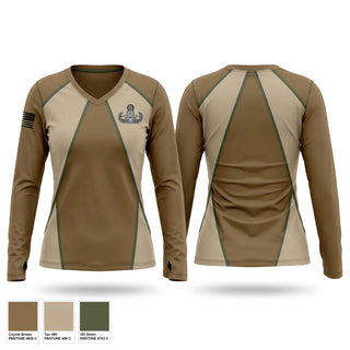 Womens Long Sleeve Vneck Shirt, 62nd OD CO (EOD), Army, Teamtime, Team time, sublimation, custom sports apparel, team uniforms, spirit wear, spiritwear, sports uniforms, custom shirts, team store, custom team store, fundraiser sports, apparel fundraiser