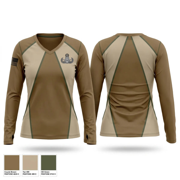 Womens Long Sleeve Vneck Shirt, 62nd OD CO (EOD), Army, Teamtime, Team time, sublimation, custom sports apparel, team uniforms, spirit wear, spiritwear, sports uniforms, custom shirts, team store, custom team store, fundraiser sports, apparel fundraiser