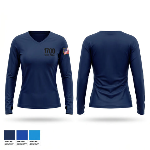 Womens Long Sleeve Vneck Shirt, 1700, Police, Teamtime, Team time, sublimation, custom sports apparel, team uniforms, spirit wear, spiritwear, sports uniforms, custom shirts, team store, custom team store, fundraiser sports, apparel fundraiser