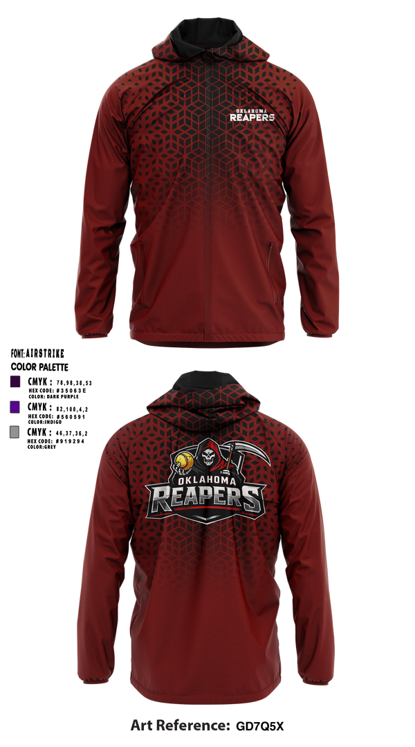 Windbreaker, Oklahoma Reapers, Softball, Teamtime, Team time, sublimation, custom sports apparel, team uniforms, spirit wear, spiritwear, sports uniforms, custom shirts, team store, custom team store, fundraiser sports, apparel fundraiser
