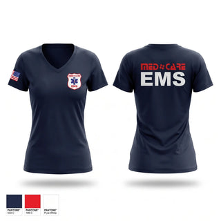 Womens Short Sleeve Vneck Shirt, MedCare EMS, EMS/EMT, Teamtime, Team time, sublimation, custom sports apparel, team uniforms, spirit wear, spiritwear, sports uniforms, custom shirts, team store, custom team store, fundraiser sports, apparel fundraiser