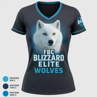 Womens Short Sleeve Vneck Shirt, FBC Blizzard Elite Wolves, Women's Basketball, Teamtime, Team time, sublimation, custom sports apparel, team uniforms, spirit wear, spiritwear, sports uniforms, custom shirts, team store, custom team store, fundraiser sports, apparel fundraiser
