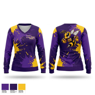 Womens Long Sleeve Vneck Shirt, Denham Springs, , Teamtime, Team time, sublimation, custom sports apparel, team uniforms, spirit wear, spiritwear, sports uniforms, custom shirts, team store, custom team store, fundraiser sports, apparel fundraiser