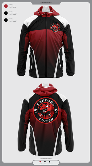 Windbreaker, Raptors United, Men's Soccer, Teamtime, Team time, sublimation, custom sports apparel, team uniforms, spirit wear, spiritwear, sports uniforms, custom shirts, team store, custom team store, fundraiser sports, apparel fundraiser