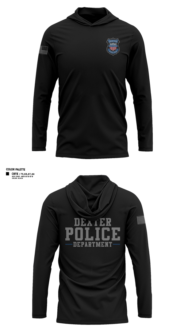 Long Sleeve Hooded Sun Shirt, Dexter Police Department, Police, Teamtime, Team time, sublimation, custom sports apparel, team uniforms, spirit wear, spiritwear, sports uniforms, custom shirts, team store, custom team store, fundraiser sports, apparel fundraiser