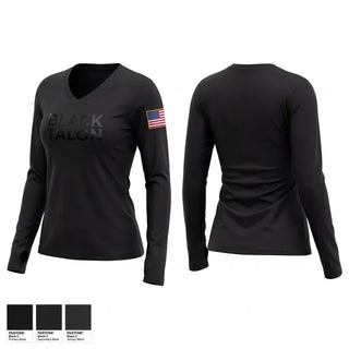 Womens Long Sleeve Vneck Shirt, Black Talon, Navy, Teamtime, Team time, sublimation, custom sports apparel, team uniforms, spirit wear, spiritwear, sports uniforms, custom shirts, team store, custom team store, fundraiser sports, apparel fundraiser