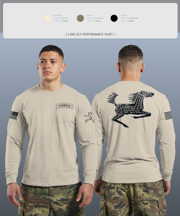 Long Sleeve Performance Shirt, DET 1 HHC 3-116 CAV, Army, Teamtime, Team time, sublimation, custom sports apparel, team uniforms, spirit wear, spiritwear, sports uniforms, custom shirts, team store, custom team store, fundraiser sports, apparel fundraiser