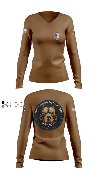 Womens Long Sleeve Vneck Shirt, 7236 Medical Support Unit, Army, Teamtime, Team time, sublimation, custom sports apparel, team uniforms, spirit wear, spiritwear, sports uniforms, custom shirts, team store, custom team store, fundraiser sports, apparel fundraiser
