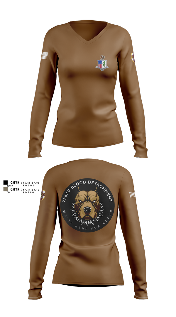 Womens Long Sleeve Vneck Shirt, 7236 Medical Support Unit, Army, Teamtime, Team time, sublimation, custom sports apparel, team uniforms, spirit wear, spiritwear, sports uniforms, custom shirts, team store, custom team store, fundraiser sports, apparel fundraiser