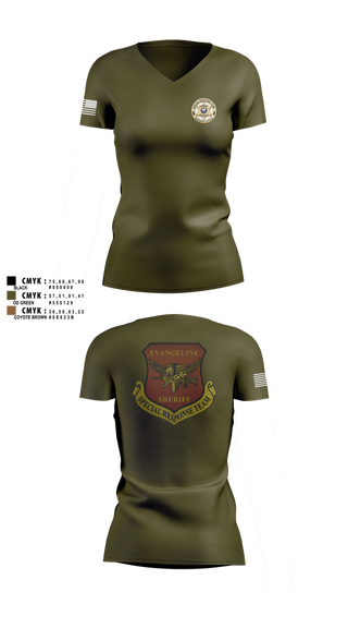 Womens Short Sleeve Vneck Shirt, Evangeline Parish Sheriffs Office S.R.T, Police, Teamtime, Team time, sublimation, custom sports apparel, team uniforms, spirit wear, spiritwear, sports uniforms, custom shirts, team store, custom team store, fundraiser sports, apparel fundraiser