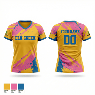 Womens Short Sleeve Vneck Shirt, Elm Creek, Softball, Teamtime, Team time, sublimation, custom sports apparel, team uniforms, spirit wear, spiritwear, sports uniforms, custom shirts, team store, custom team store, fundraiser sports, apparel fundraiser