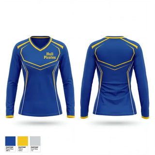Womens Long Sleeve Vneck Shirt, Hull Pirates, Spirit Store, Teamtime, Team time, sublimation, custom sports apparel, team uniforms, spirit wear, spiritwear, sports uniforms, custom shirts, team store, custom team store, fundraiser sports, apparel fundraiser