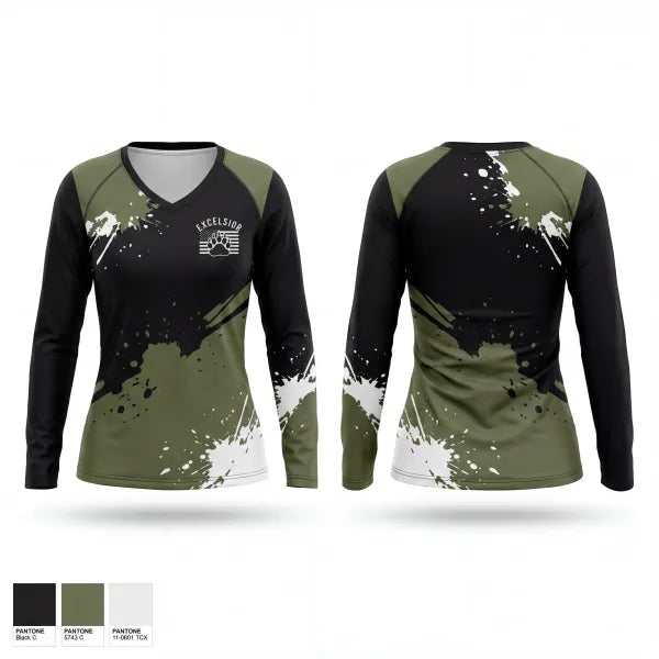 Womens Long Sleeve Vneck Shirt, Excelsior, , Teamtime, Team time, sublimation, custom sports apparel, team uniforms, spirit wear, spiritwear, sports uniforms, custom shirts, team store, custom team store, fundraiser sports, apparel fundraiser