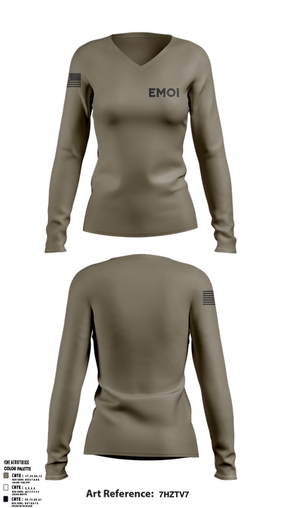 EM01 62679846 Women's Long Sleeve V-neck Shirt - 1
