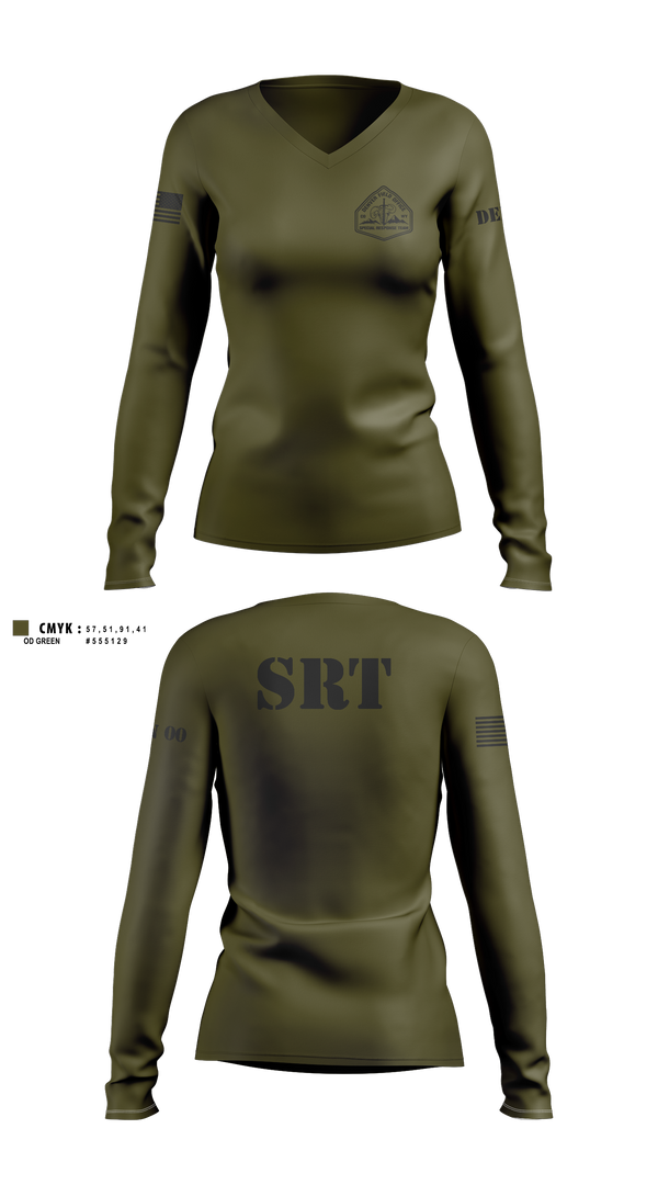 Womens Long Sleeve Vneck Shirt, Denver Special Response Team, Police, Teamtime, Team time, sublimation, custom sports apparel, team uniforms, spirit wear, spiritwear, sports uniforms, custom shirts, team store, custom team store, fundraiser sports, apparel fundraiser