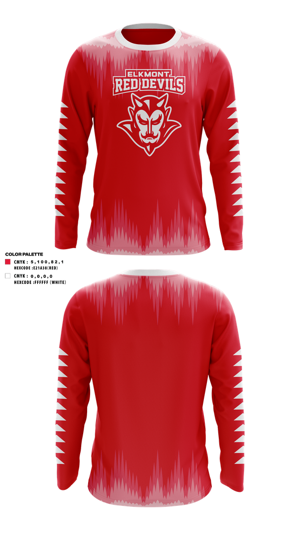 Long Sleeve Performance Shirt, Elkmont Red Devils, Men's Basketball, Teamtime, Team time, sublimation, custom sports apparel, team uniforms, spirit wear, spiritwear, sports uniforms, custom shirts, team store, custom team store, fundraiser sports, apparel fundraiser