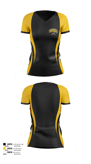 Womens Short Sleeve Vneck Shirt, Andrew Thunderbolts Golf, Golf, Teamtime, Team time, sublimation, custom sports apparel, team uniforms, spirit wear, spiritwear, sports uniforms, custom shirts, team store, custom team store, fundraiser sports, apparel fundraiser