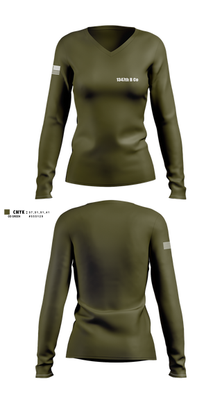 Womens Long Sleeve Vneck Shirt, 1347th B Co, , Teamtime, Team time, sublimation, custom sports apparel, team uniforms, spirit wear, spiritwear, sports uniforms, custom shirts, team store, custom team store, fundraiser sports, apparel fundraiser