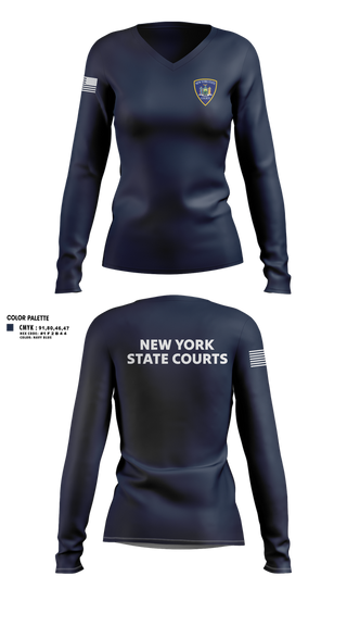 Womens Long Sleeve Vneck Shirt, NYS COURTS, Police, Teamtime, Team time, sublimation, custom sports apparel, team uniforms, spirit wear, spiritwear, sports uniforms, custom shirts, team store, custom team store, fundraiser sports, apparel fundraiser