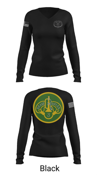 Womens Long Sleeve Vneck Shirt, 3d Cavalry Regiment, Army, Teamtime, Team time, sublimation, custom sports apparel, team uniforms, spirit wear, spiritwear, sports uniforms, custom shirts, team store, custom team store, fundraiser sports, apparel fundraiser