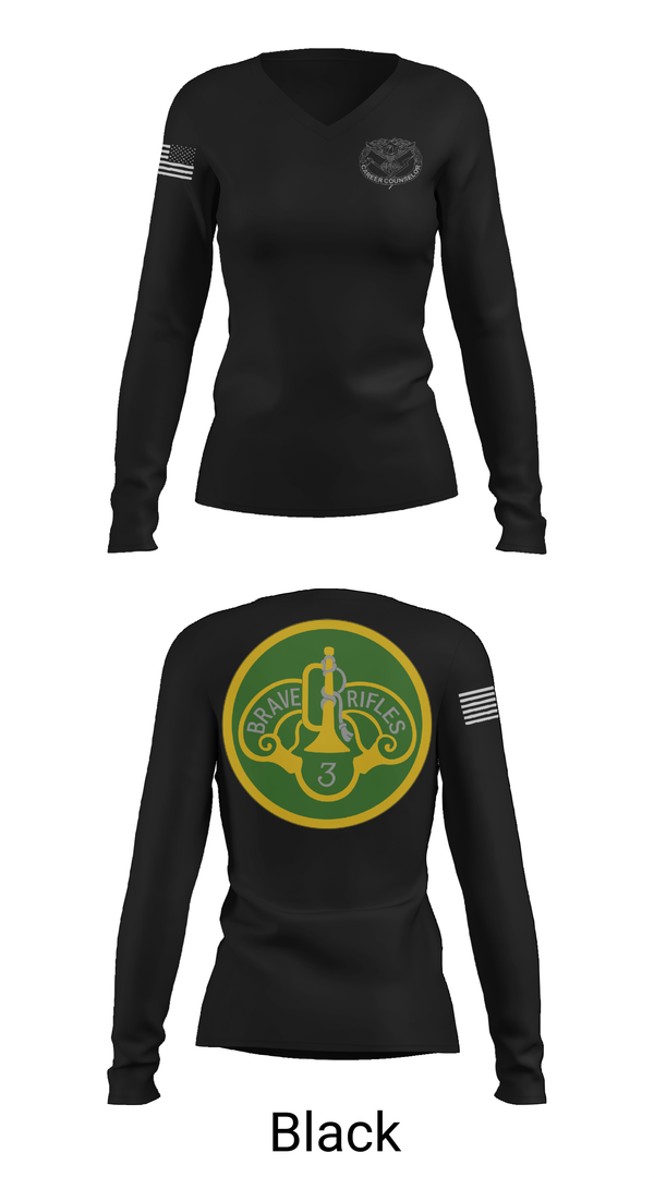Womens Long Sleeve Vneck Shirt, 3d Cavalry Regiment, Army, Teamtime, Team time, sublimation, custom sports apparel, team uniforms, spirit wear, spiritwear, sports uniforms, custom shirts, team store, custom team store, fundraiser sports, apparel fundraiser