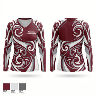 Womens Long Sleeve Vneck Shirt, Boardman Cheerleading, Cheer, Teamtime, Team time, sublimation, custom sports apparel, team uniforms, spirit wear, spiritwear, sports uniforms, custom shirts, team store, custom team store, fundraiser sports, apparel fundraiser