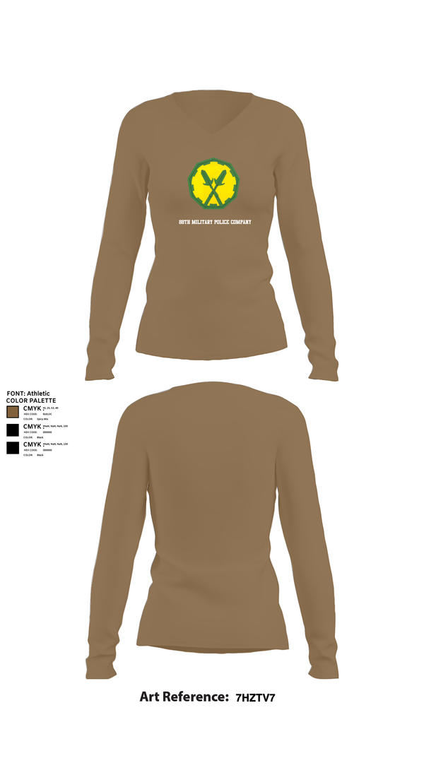 Womens Long Sleeve Vneck Shirt, 88th Military Police Company, , Teamtime, Team time, sublimation, custom sports apparel, team uniforms, spirit wear, spiritwear, sports uniforms, custom shirts, team store, custom team store, fundraiser sports, apparel fundraiser