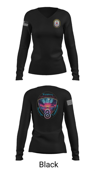 Womens Long Sleeve Vneck Shirt, USS Bougainville CPO, , Teamtime, Team time, sublimation, custom sports apparel, team uniforms, spirit wear, spiritwear, sports uniforms, custom shirts, team store, custom team store, fundraiser sports, apparel fundraiser