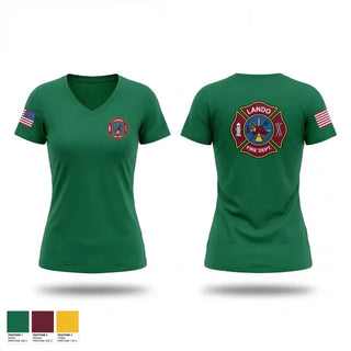 Womens Short Sleeve Vneck Shirt, Lando Fire Department, Fire Department, Teamtime, Team time, sublimation, custom sports apparel, team uniforms, spirit wear, spiritwear, sports uniforms, custom shirts, team store, custom team store, fundraiser sports, apparel fundraiser